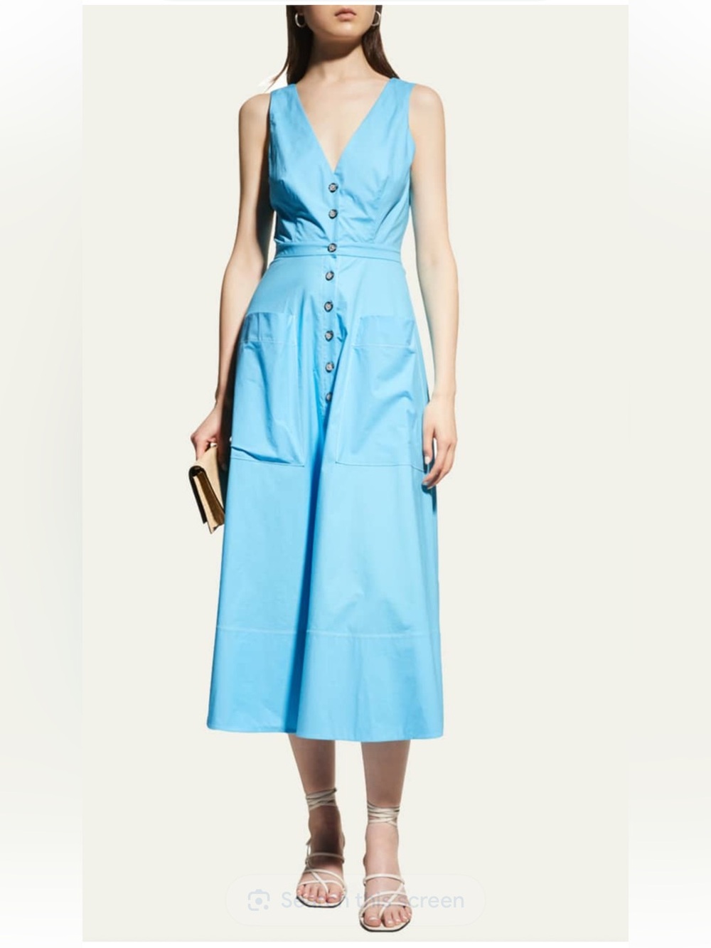 SALONI Zoe V-Neck Sleeveless Cutout Back Button-Front Midi Dress - Picture 3 of 6